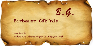 Birbauer Génia névjegykártya